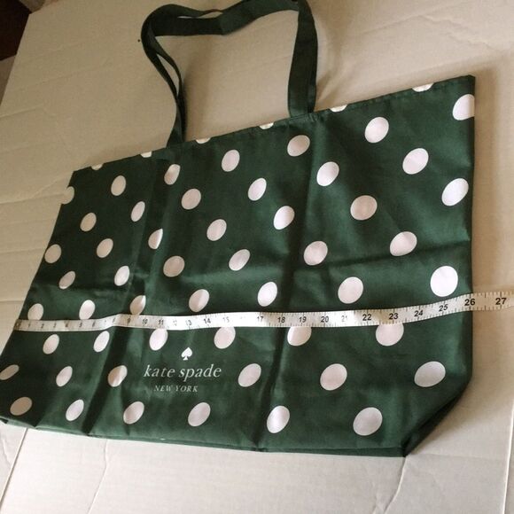 Kate Spade Large Beach Shop Toy Reusable Tote Bag Green White Polka Dot - Picture 7 of 12